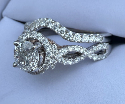 0.75ct Round Brilliant Halo Engagement Ring — GIA Certified, 14k White Gold