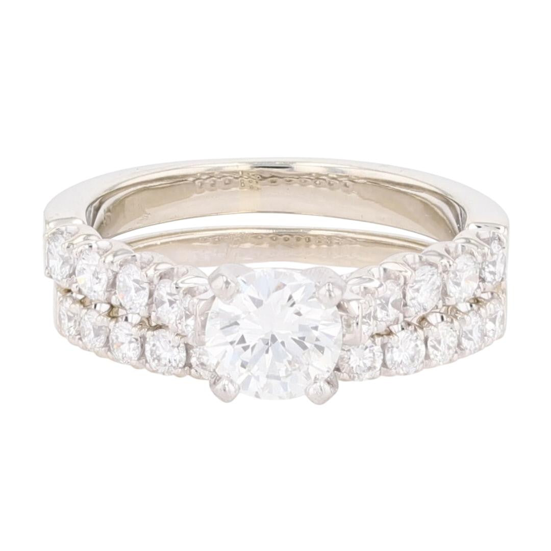 1.01ct Round Brilliant Diamond Solitaire with Accents Ring — GIA Certified, 14k White Gold