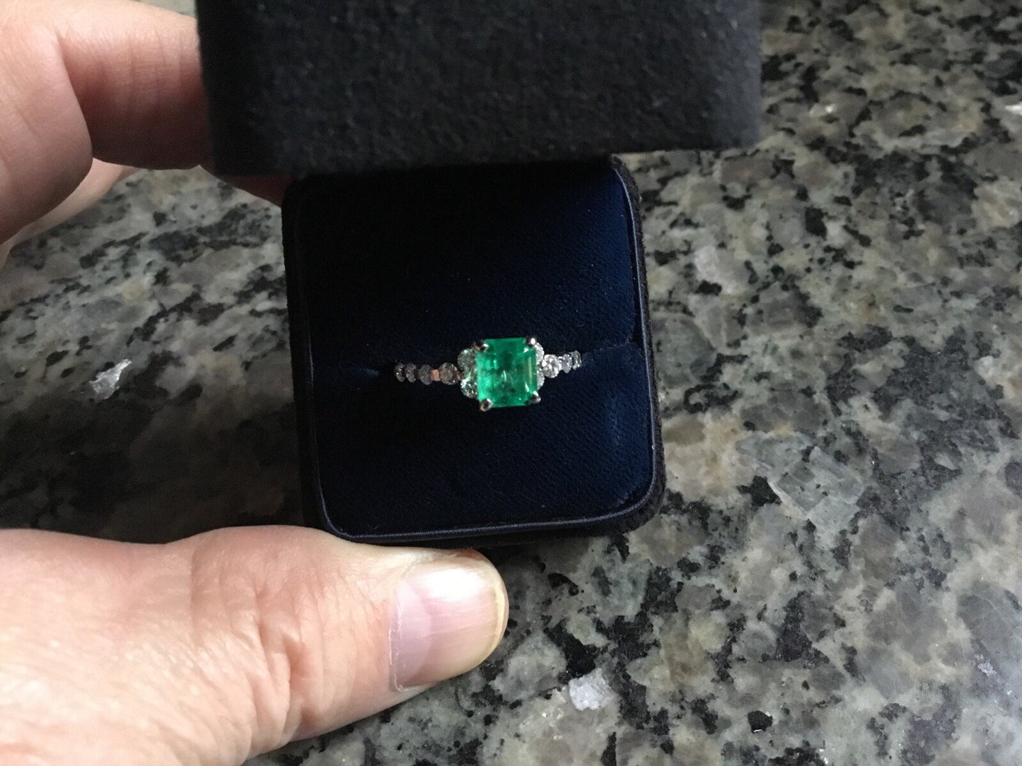 1.35ct Octagonal Emerald Diamond Ring — GIA Certified, 14k White Gold