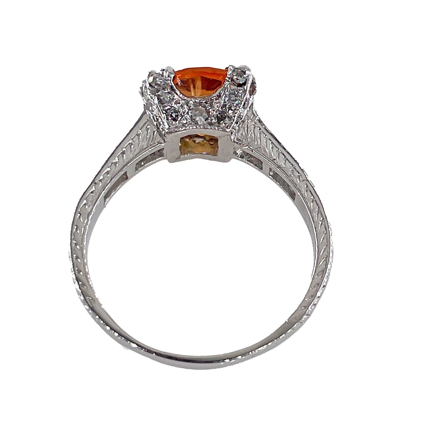 3.35ct Round Sapphire Diamond Art Deco Ring — GIA Certified, Platinum
