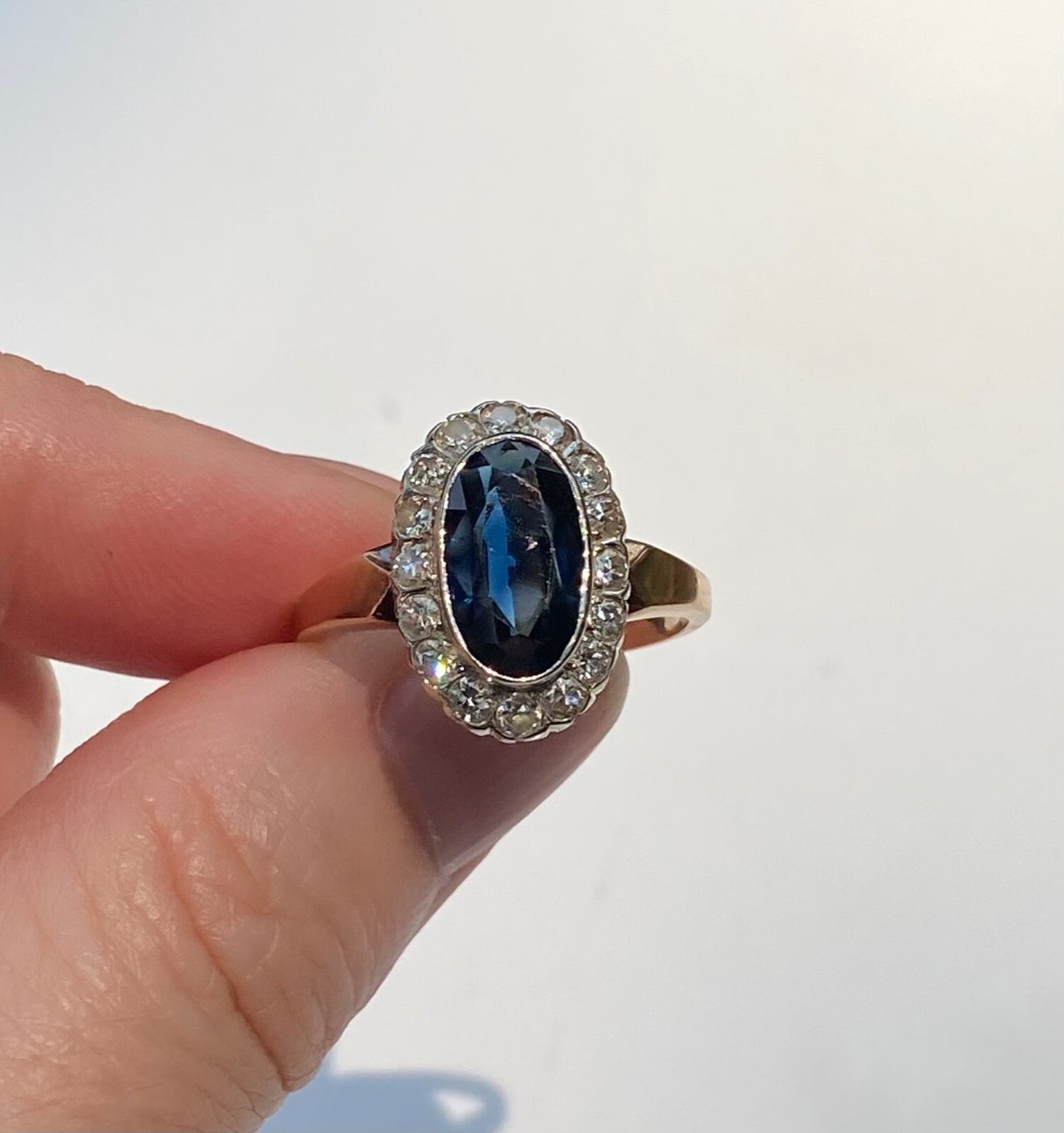3.10ct Oval Sapphire Diamond Cluster Ring — GIA Certified, 14k White Gold