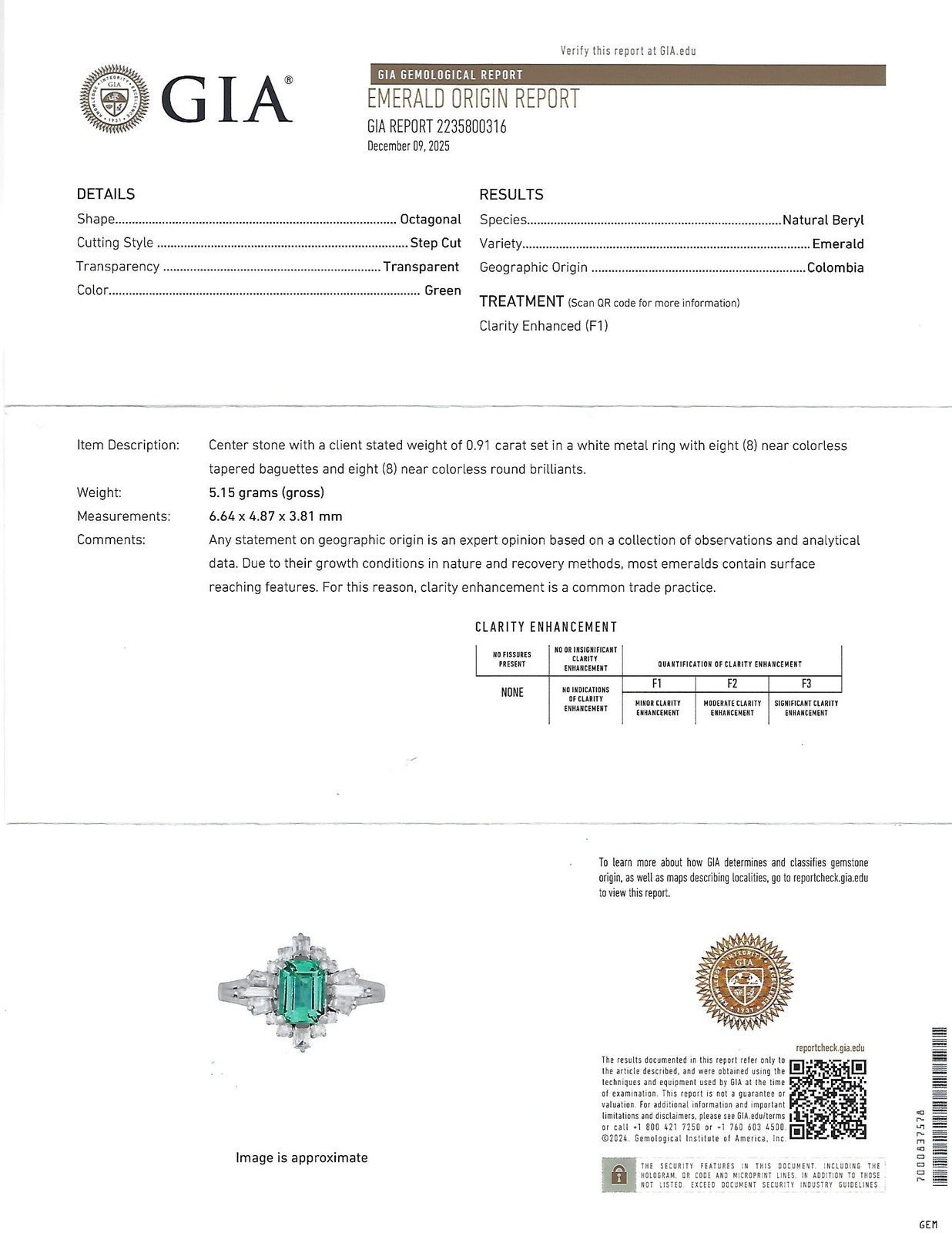 0.91ct Emerald Cut Colombian Emerald & Diamond Cocktail Ring — GIA Certified, Platinum
