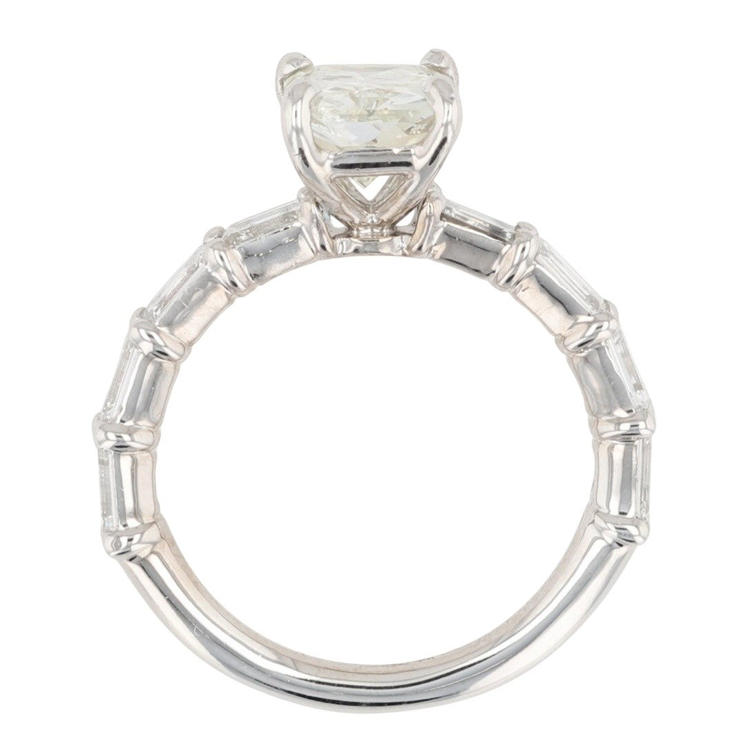 2.78ct Radiant Diamond Solitaire with Baguette Accents Ring — GIA Certified, 14k White Gold