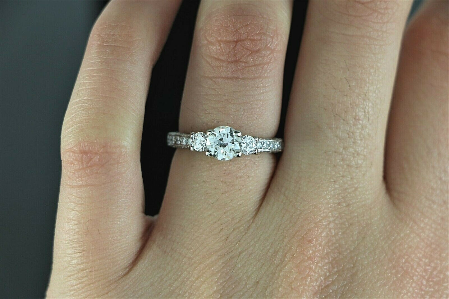0.76ct Round Brilliant Diamond Three Stone Ring — GIA Certified, Platinum