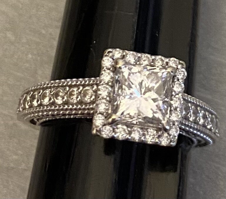 1.7ct Princess Cut Diamond Wedding Set — GIA Certified, 14k White Gold