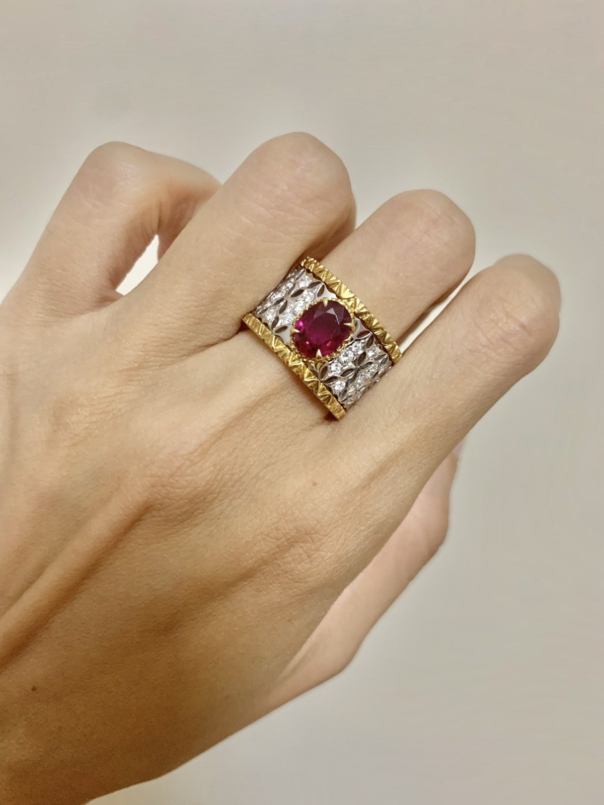 1.45ct Oval Burma Ruby 0.55ct Diamond Halo Ring — GIA Certified, Platinum