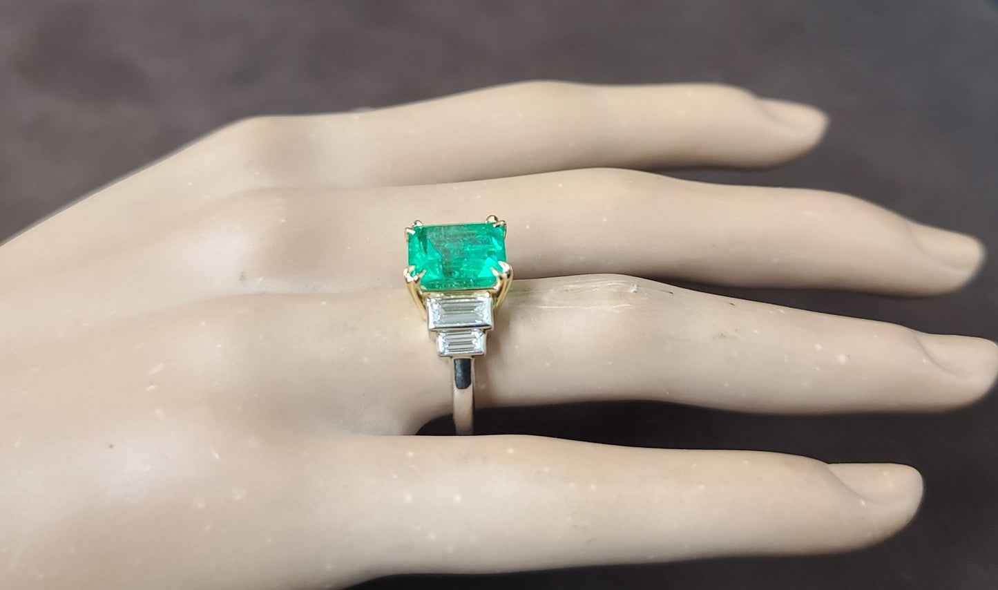 5.87ct Emerald Cut Colombian Emerald Ring — GIA Certified, Platinum & 18k Yellow Gold