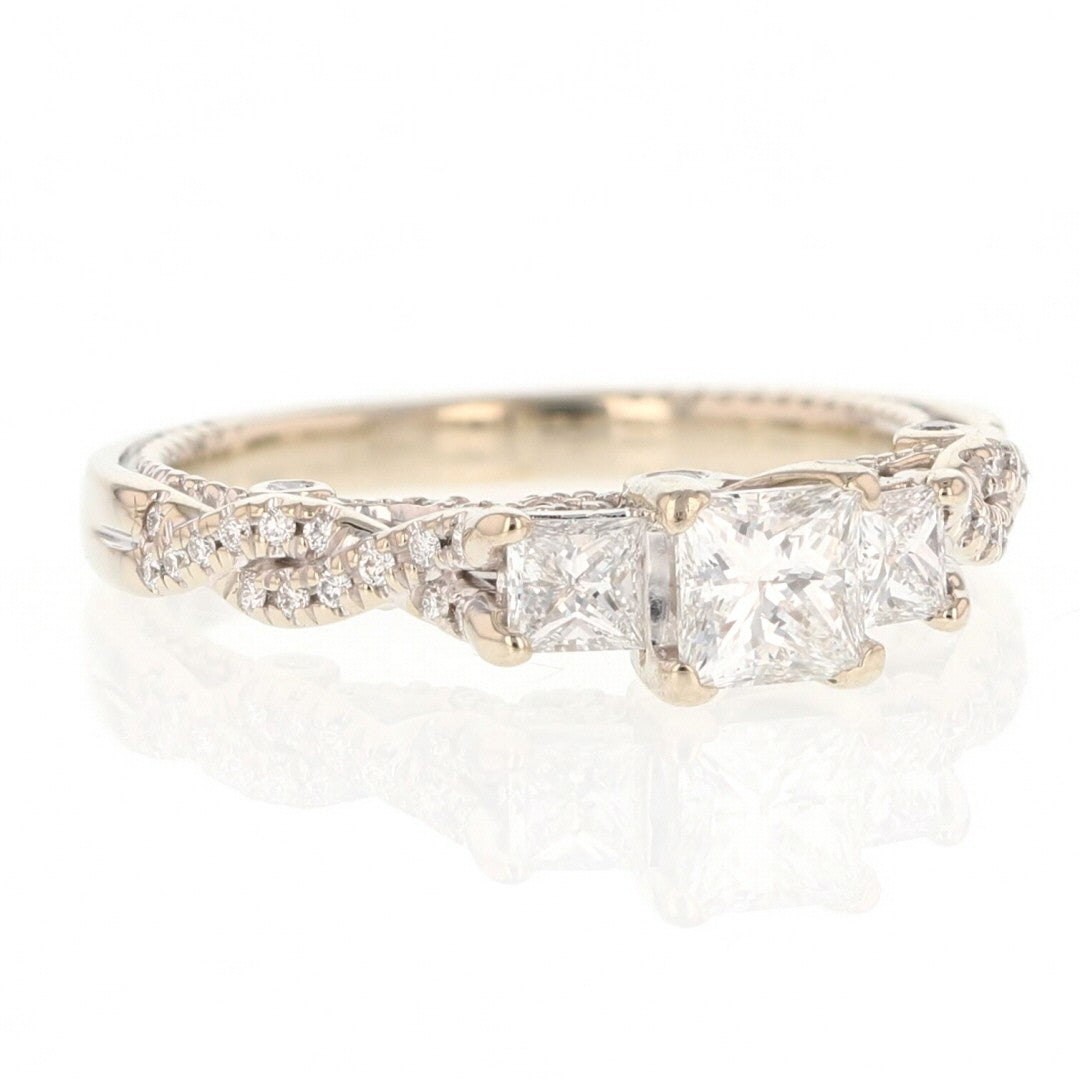0.52ct Princess Diamond Three-Stone Engagement Ring — GIA Certified, 14k White Gold