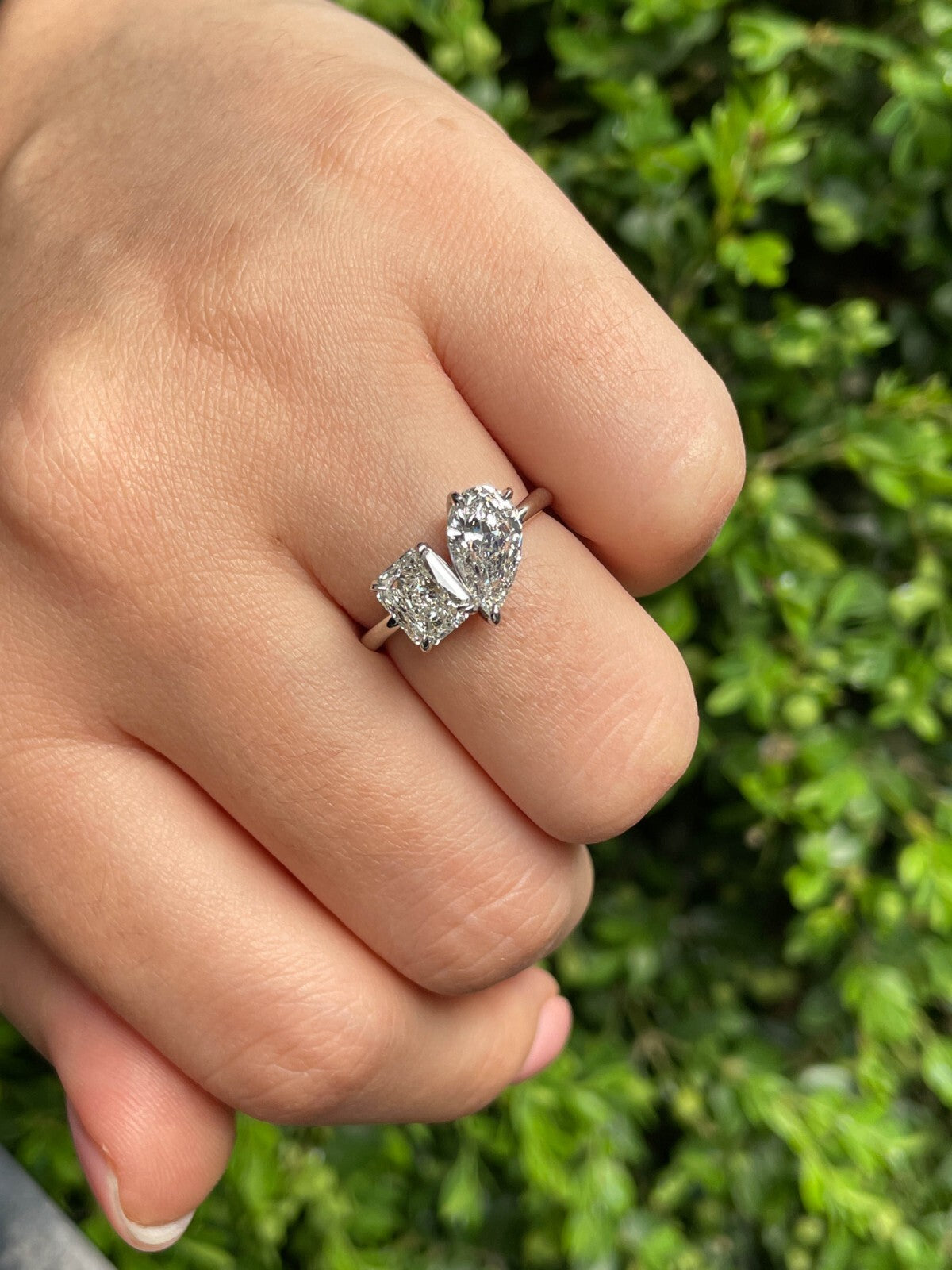 2.19ct Pear & Radiant Diamond Two-Stone Ring — GIA Certified, Platinum