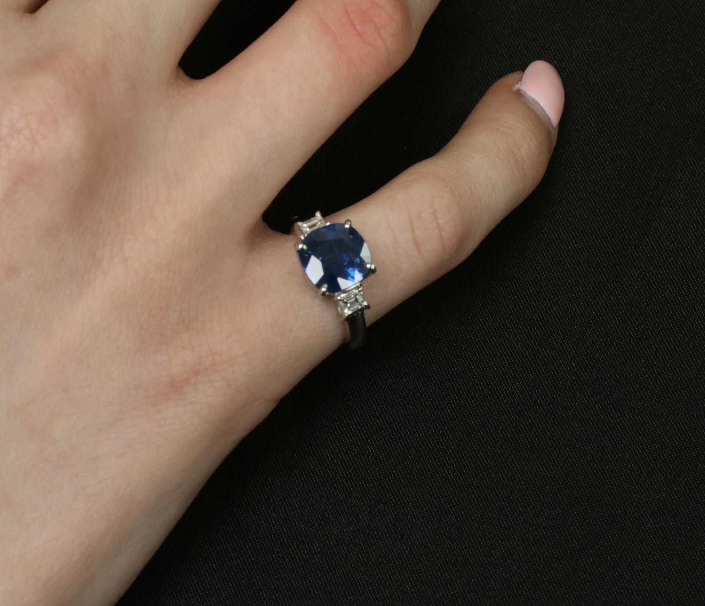 3.87ct Cushion Cut Blue Sapphire Diamond Ring — GIA Certified, Platinum
