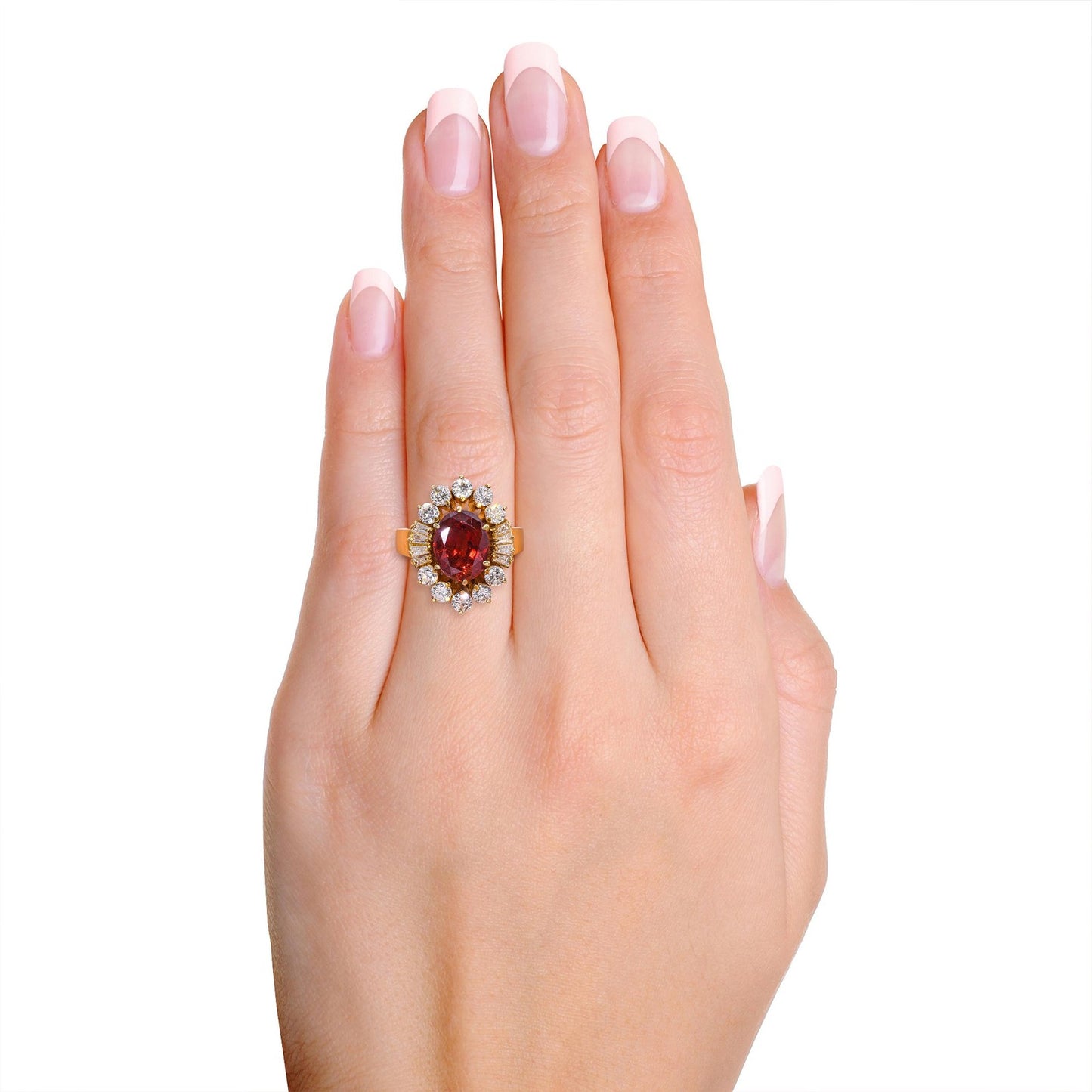 3.59ct Oval Red Spinel & Diamond Vintage Ring — GIA Certified, 14k Yellow Gold