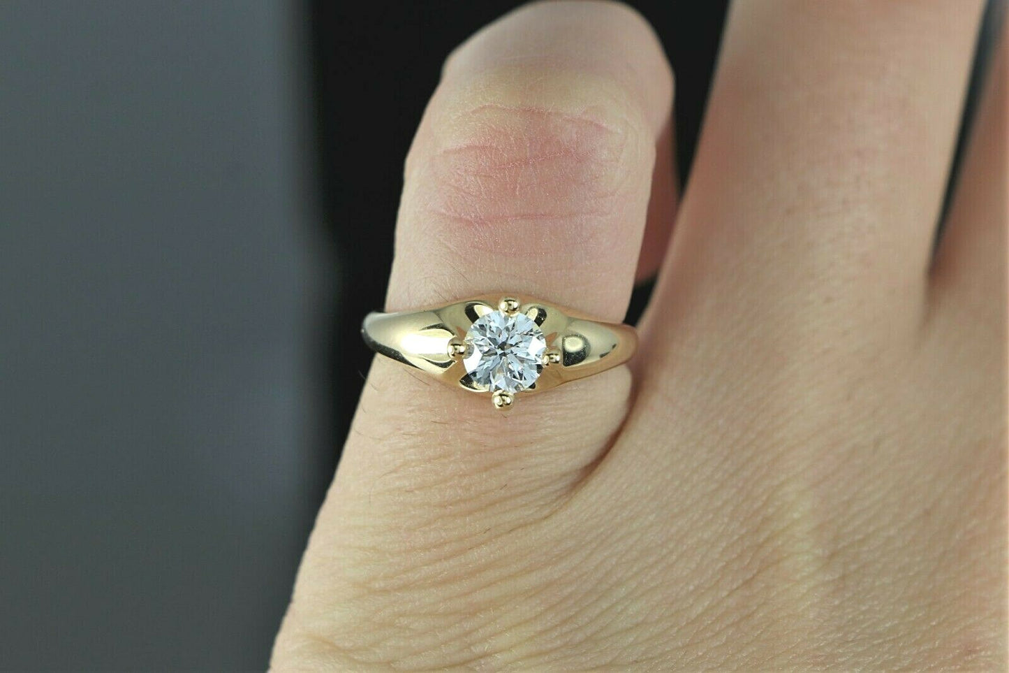 0.58ct Round Brilliant Diamond Engagement Ring — GIA Certified, 18k Yellow Gold