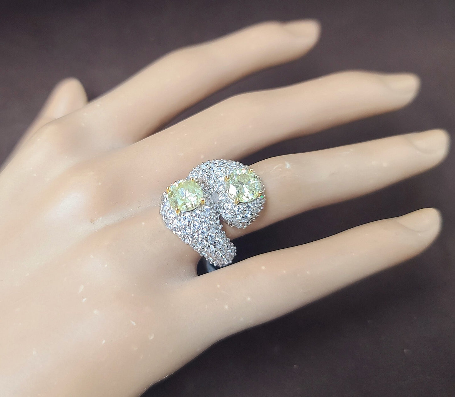 1.45ct Round Brilliant Fancy Light Yellow Diamond Ring — GIA Certified, 18k White & Yellow Gold