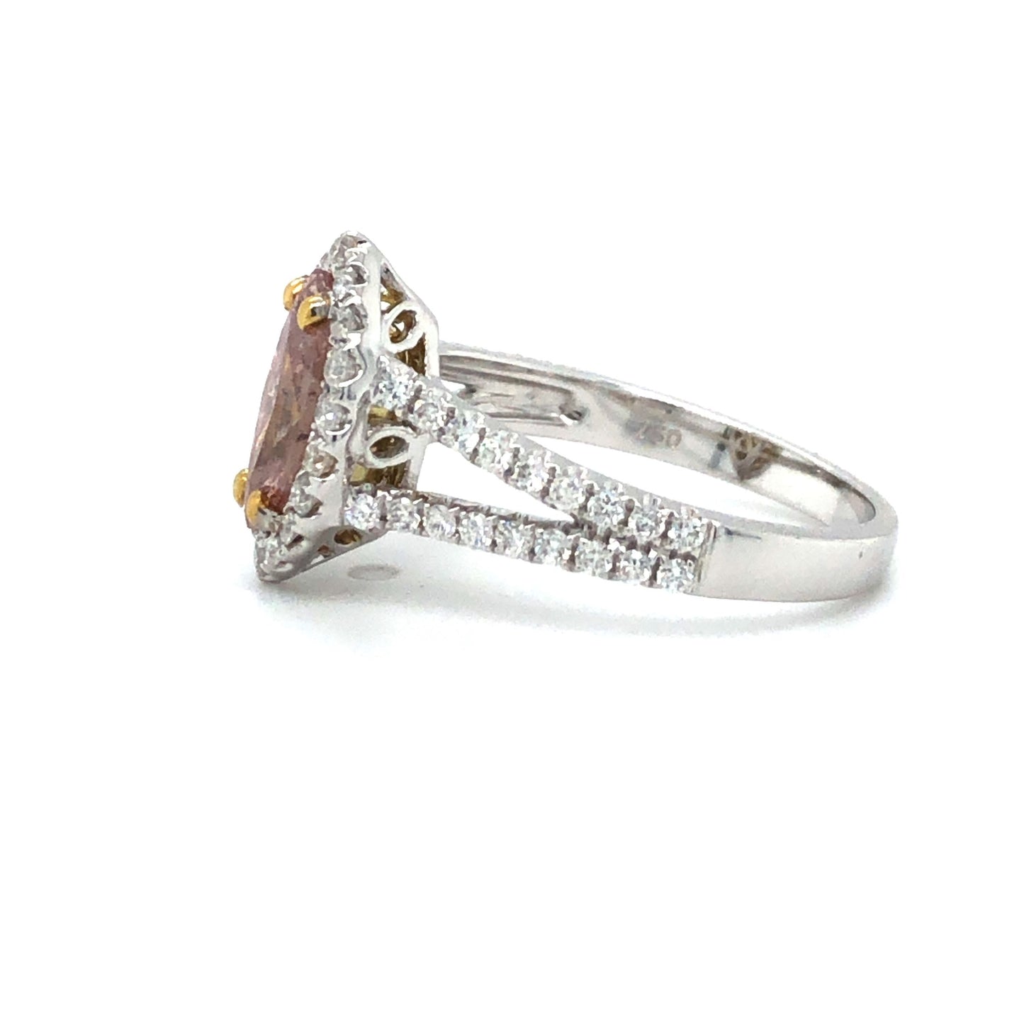1.02ct Marquise Diamond Halo Engagement Ring — GIA Certified, 18k Two-Tone Gold