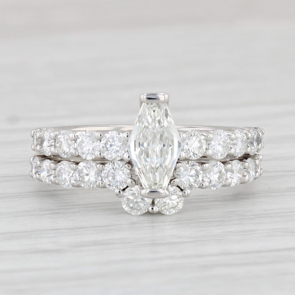 0.75ct Modified Hexagonal Mixed Cut Diamond Bridal Set — GIA Certified, 18k White Gold