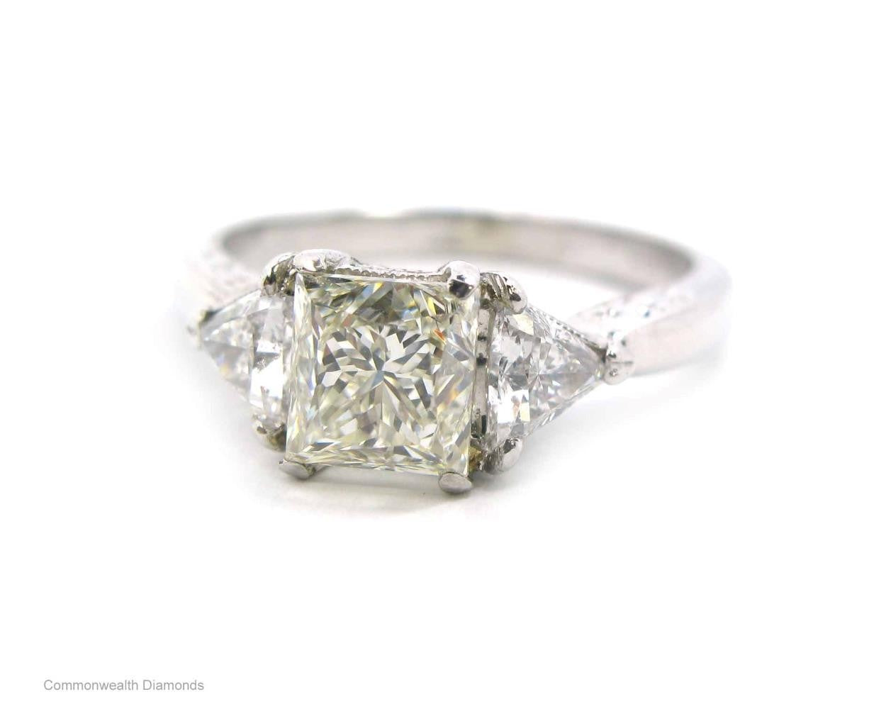 1.31ct Rectangular Modified Brilliant Diamond 3-Stone Ring — GIA Certified, Platinum