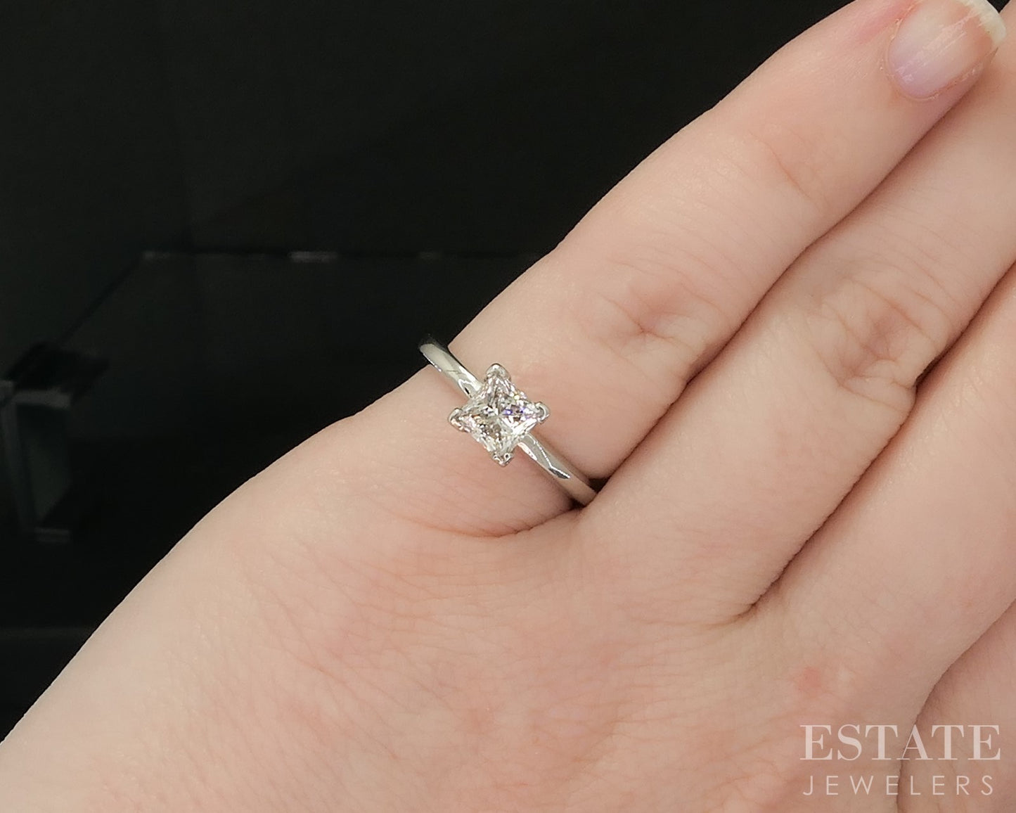 0.91ct Princess Cut Diamond Engagement Ring — GIA Certified, 14k White Gold
