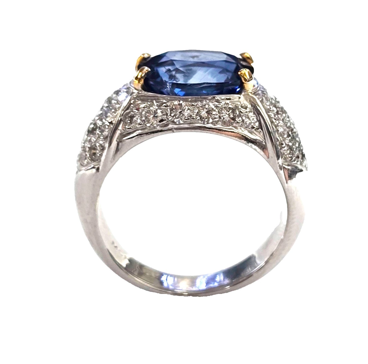 4.25ct Oval Sapphire & Diamond Ring — GIA Certified, 18k White Gold