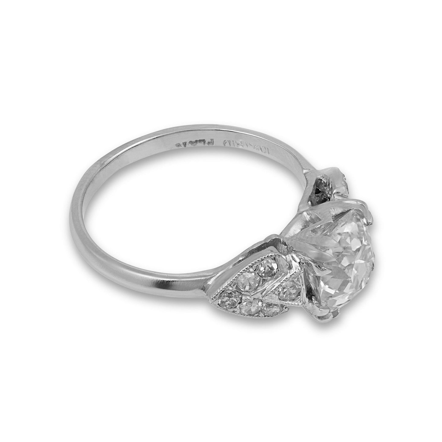 1.75ct Old Mine Cut Diamond Art Deco Ring — GIA Certified, Platinum