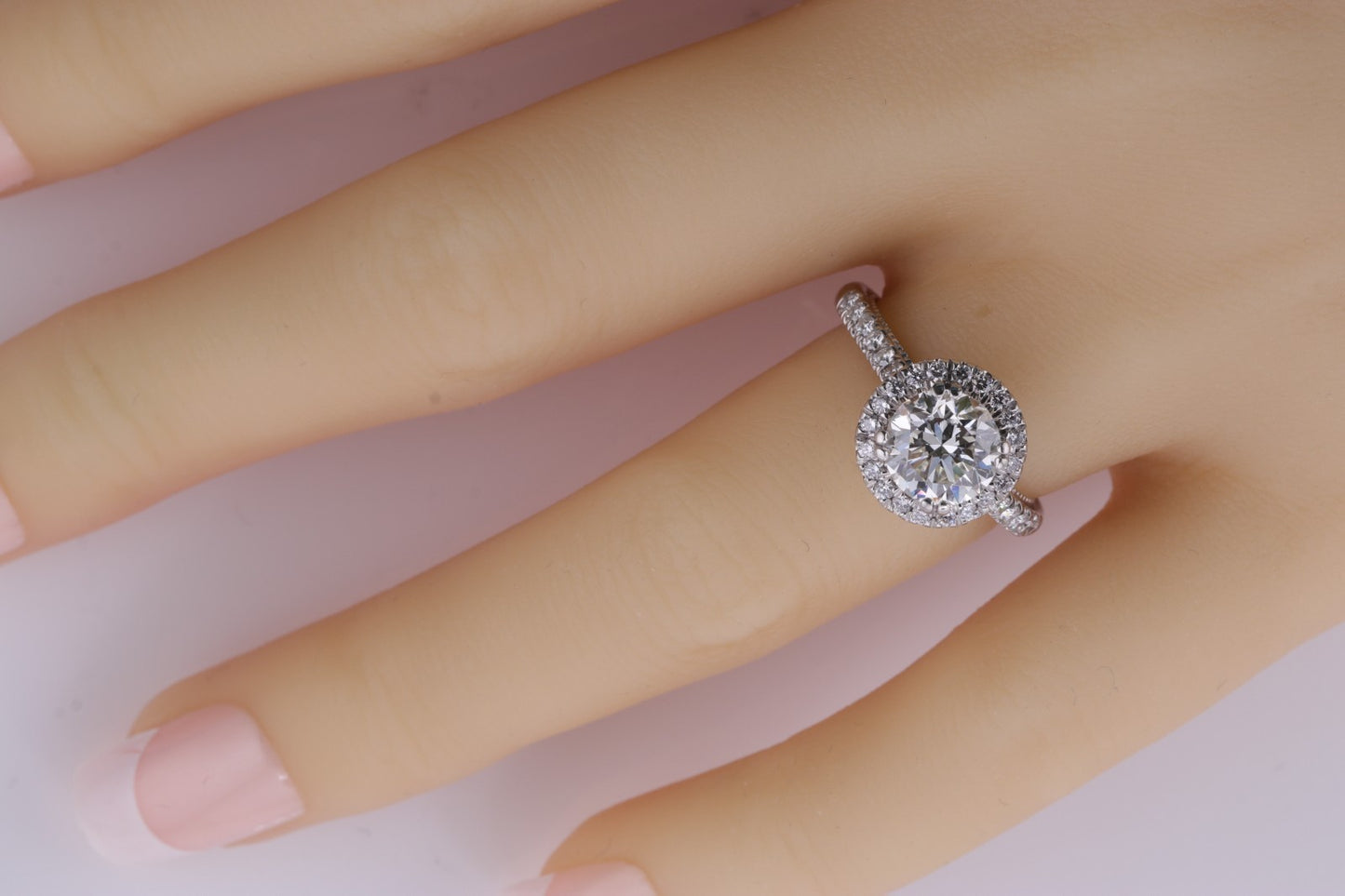 1.58ct Round Brilliant Diamond Halo Engagement Ring — GIA Certified, Platinum