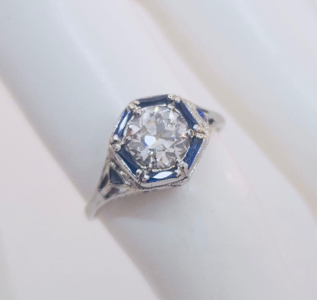 0.93ct Cushion Diamond Halo Engagement Ring — GIA Certified, 18k Two-Tone Gold