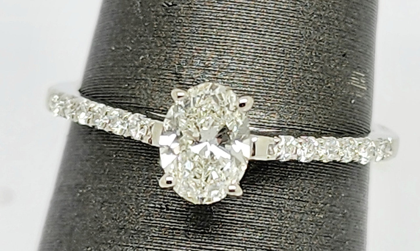 0.50ct Oval Brilliant Diamond Engagement Ring — GIA Certified, 18k White Gold