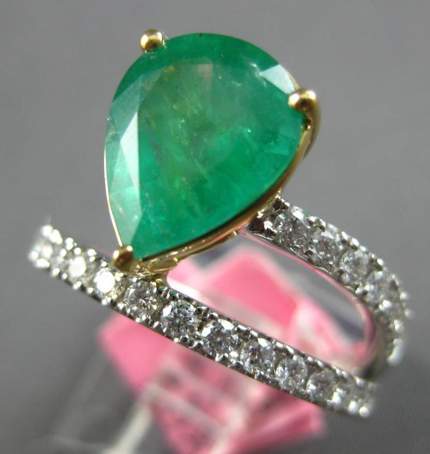 2.95ct Round Diamond & Pear Emerald Two-Tone Engagement Ring — GIA Certified, 18k Gold