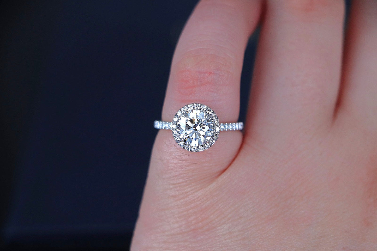1.81ct Round Brilliant Diamond Halo Engagement Ring — GIA Certified, Platinum