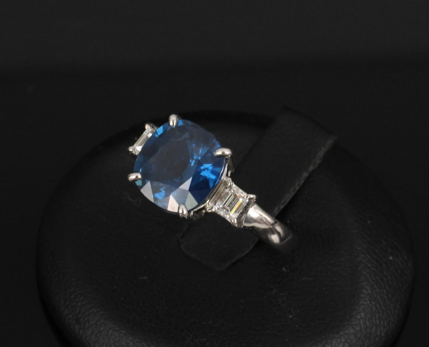3.87ct Cushion Cut Blue Sapphire Diamond Ring — GIA Certified, Platinum