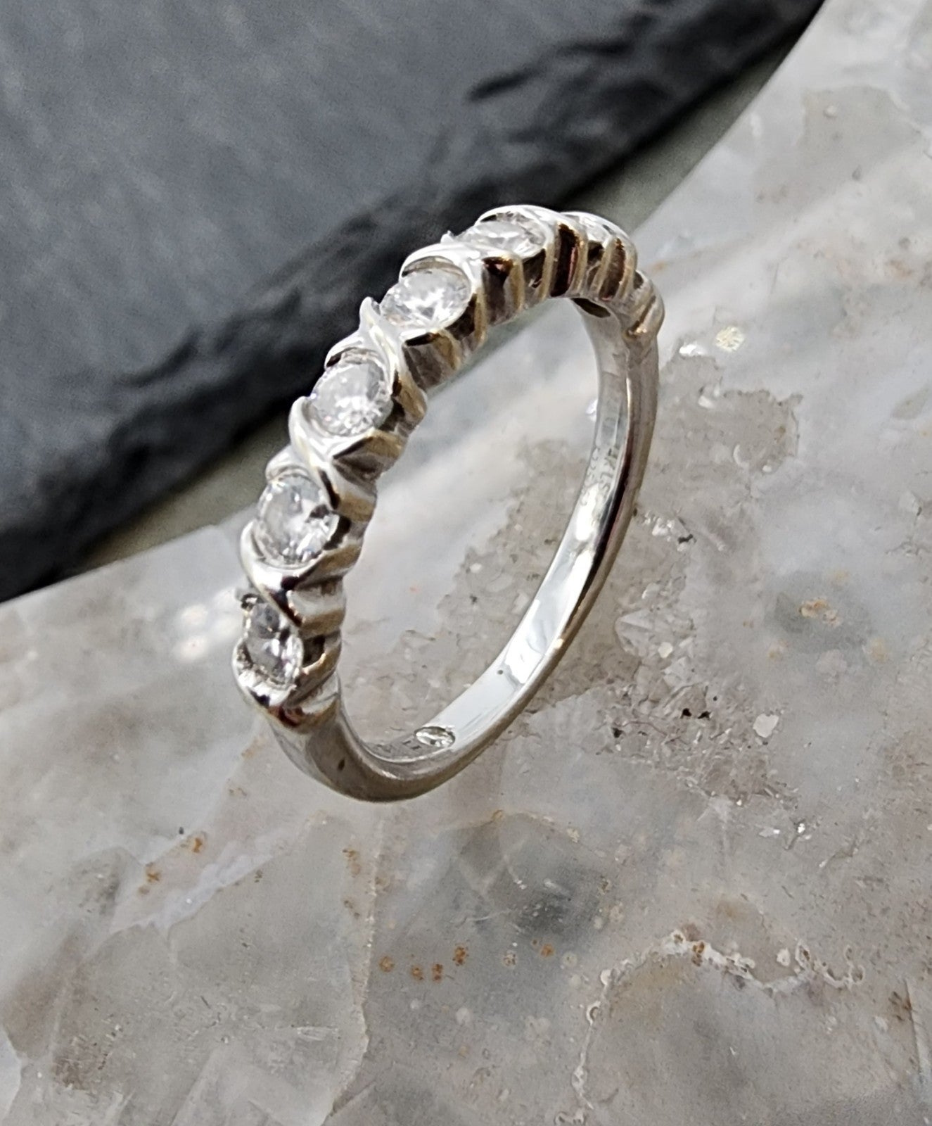 0.34ct Round Brilliant Diamond Row Band Ring — GIA Certified, 14k White Gold