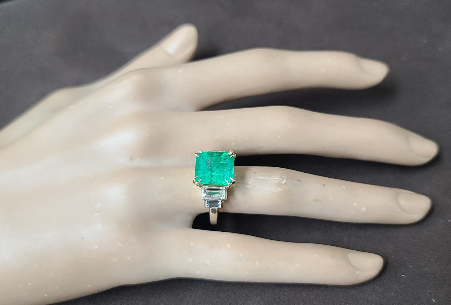 5.87ct Emerald Cut Colombian Emerald Ring — GIA Certified, Platinum & 18k Yellow Gold