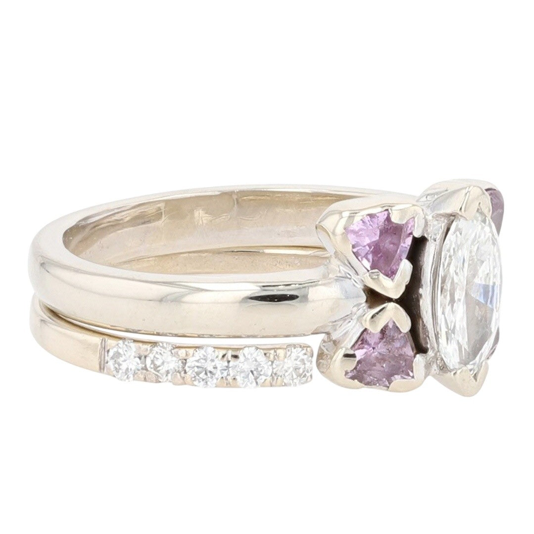 1.7ct Marquise Diamond Wedding Set — GIA Certified, 14k White Gold