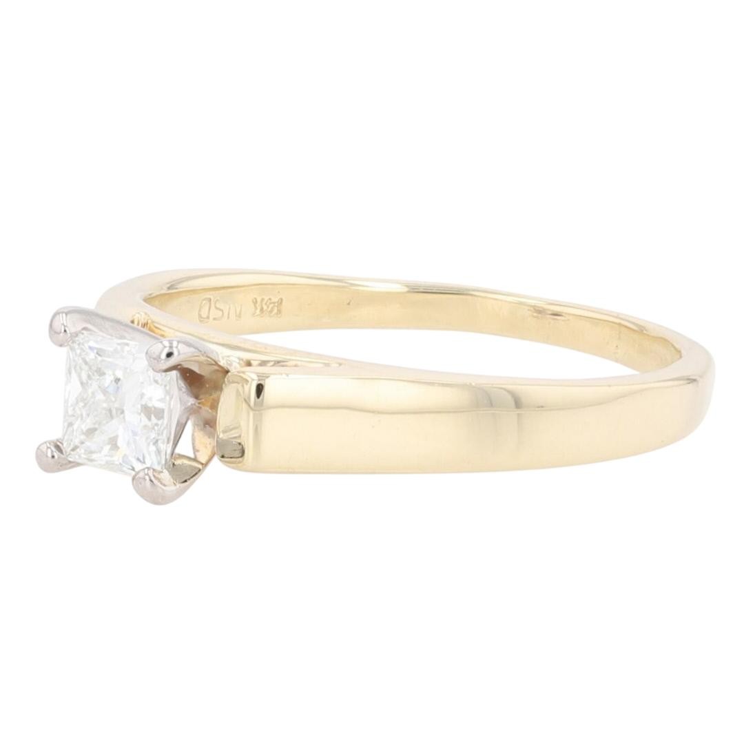 0.60ct Princess Diamond Solitaire Engagement Ring — GIA Certified, 14k Yellow Gold