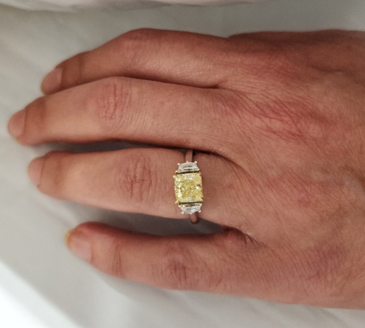 2.01ct Cushion Modified Brilliant Fancy Light Yellow Diamond Engagement Ring — GIA Certified, 18K White & Yellow Gold