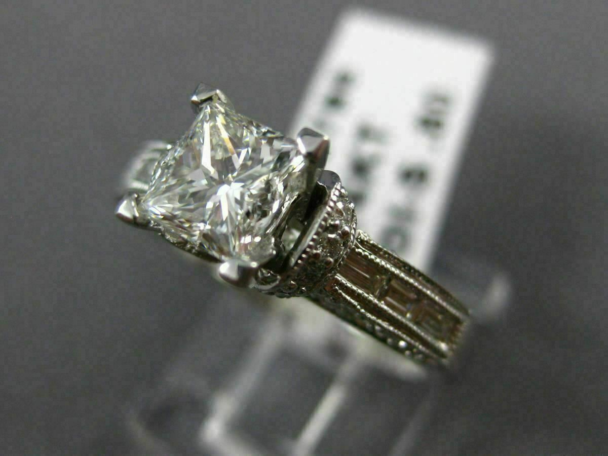 1.71ct Princess Diamond Milgrain Engagement Ring — GIA Certified, 14k White Gold
