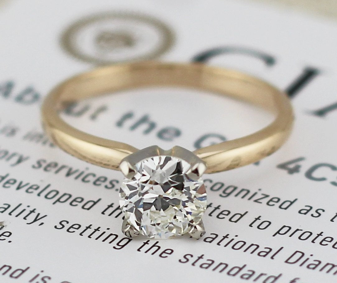 1.14ct Old European Cut Diamond Art Deco Ring — GIA Certified, Platinum