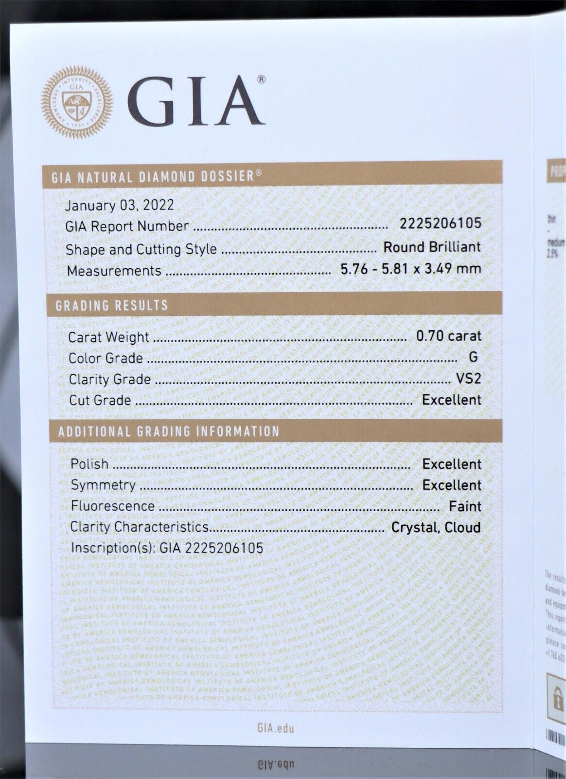 0.70ct Round Brilliant Diamond Engagement Ring — GIA Certified, Platinum