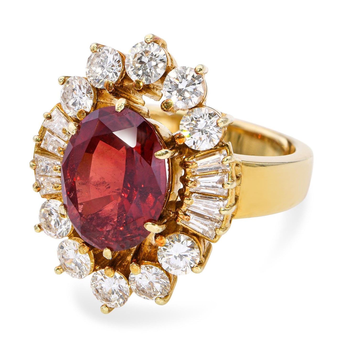 3.59ct Oval Red Spinel & Diamond Vintage Ring — GIA Certified, 14k Yellow Gold