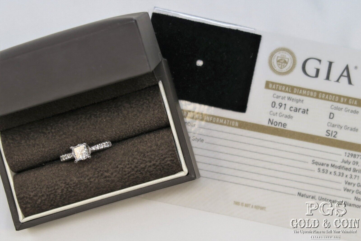 0.91ct Princess Cut Diamond Engagement Ring — GIA Certified, 14k White Gold