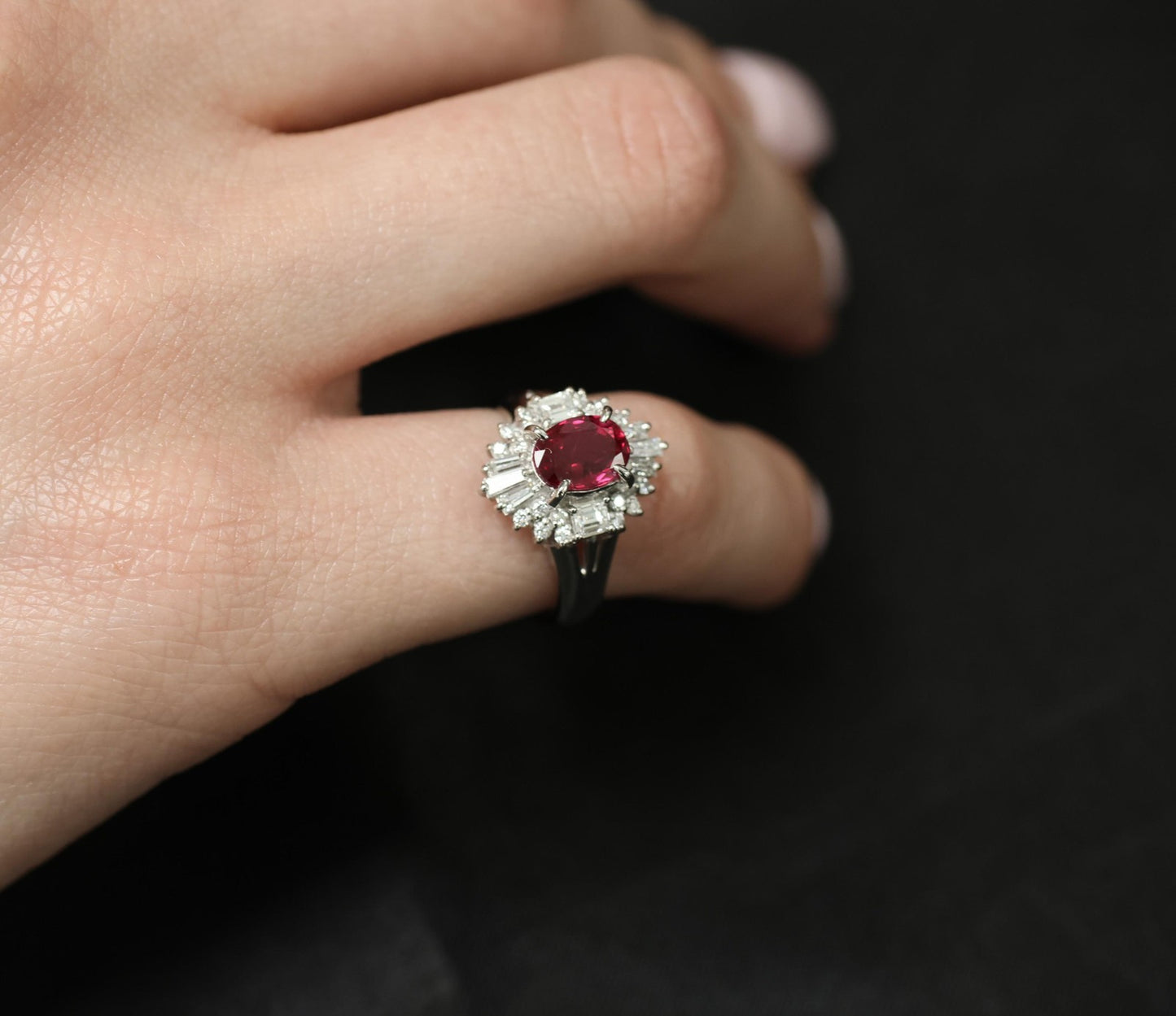 1.22ct Oval Ruby & 0.54ct Diamond Ring — GIA Certified, Platinum