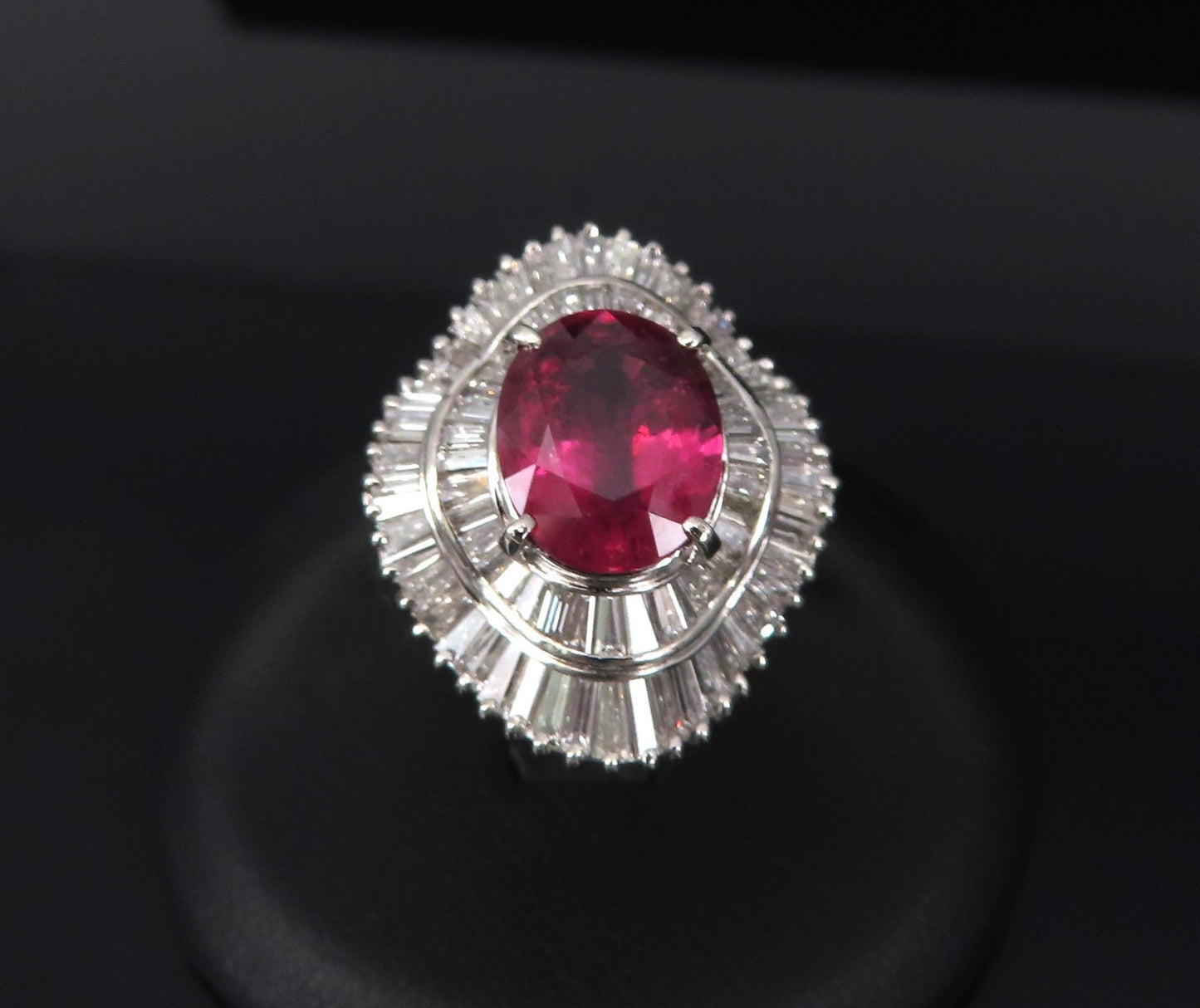 3.04ct Oval Ruby & 1.64ct Diamond Ring — GIA Certified, Platinum