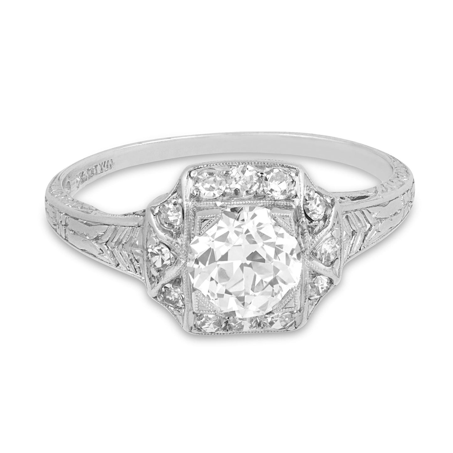1.14ct Old European Cut Diamond Art Deco Ring — GIA Certified, Platinum