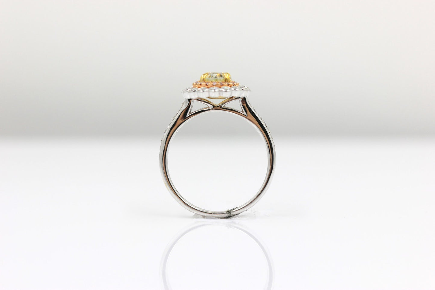 1.18ct Oval Modified Brilliant Fancy Yellow Diamond Ring — GIA Certified, 14k White Gold