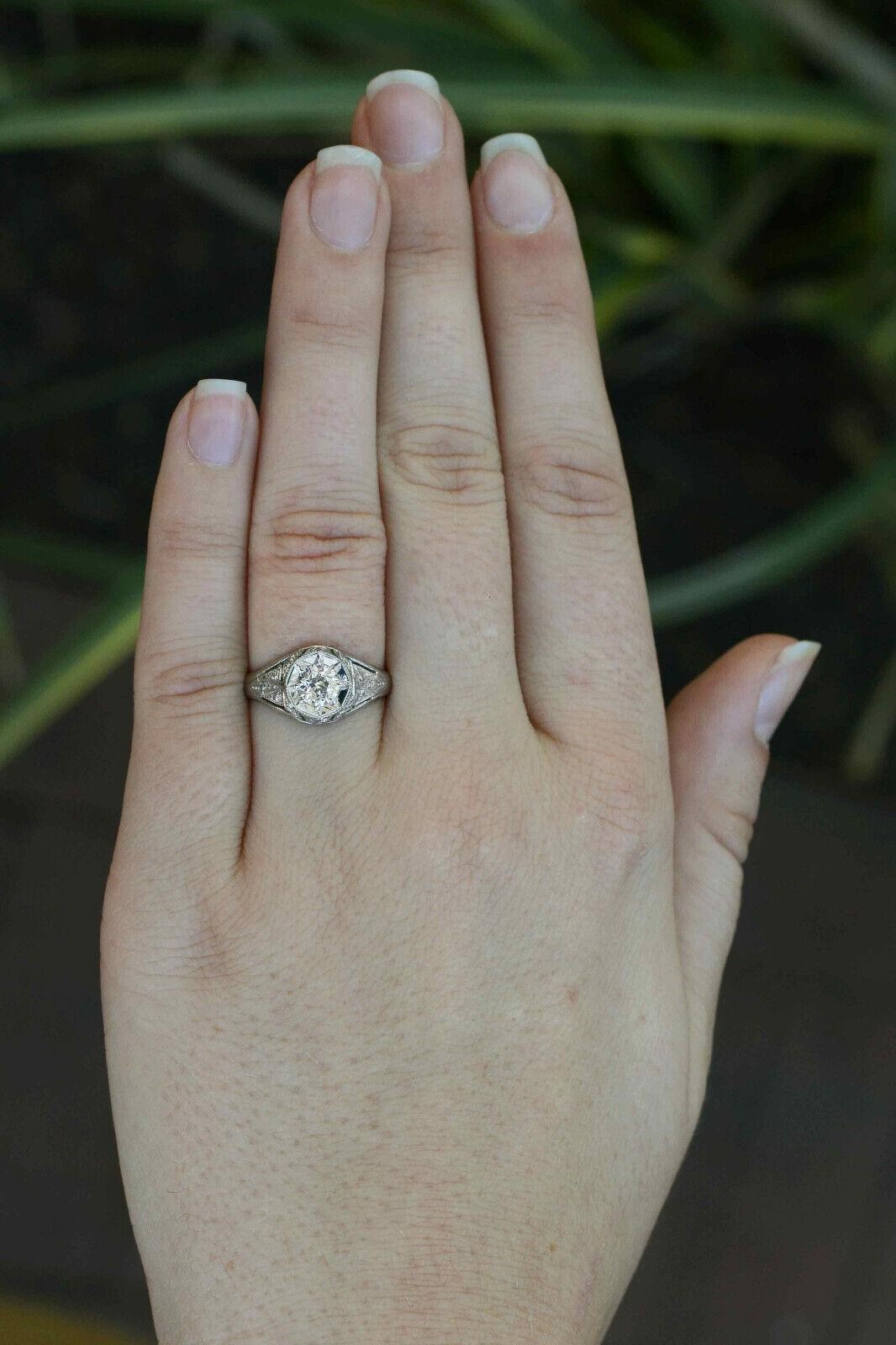 0.53ct Old European Cut Art Deco Diamond Ring — GIA Certified, Platinum