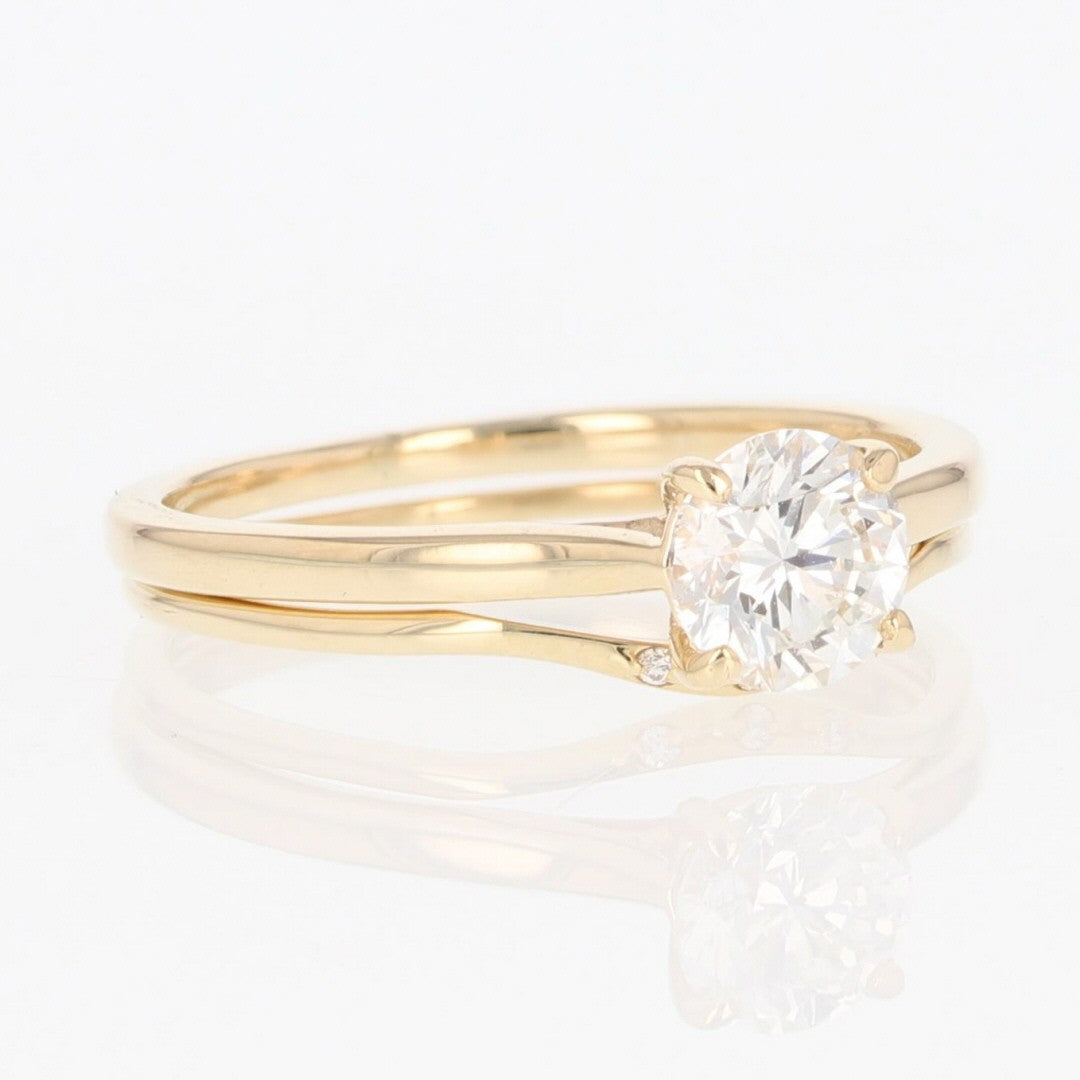 0.72ct Round Brilliant Diamond Solitaire with Accents Ring — GIA Certified, 14k Yellow Gold