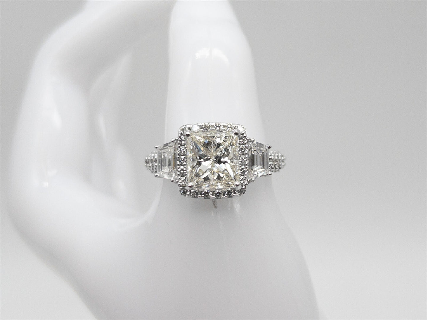 3.08ct Rectangular Modified Brilliant Diamond Ring — GIA Certified, 14k White Gold