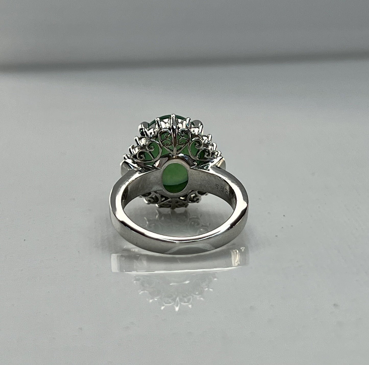 0.46ct Diamond & Jade Jadeite Ring — GIA Certified, Platinum 900