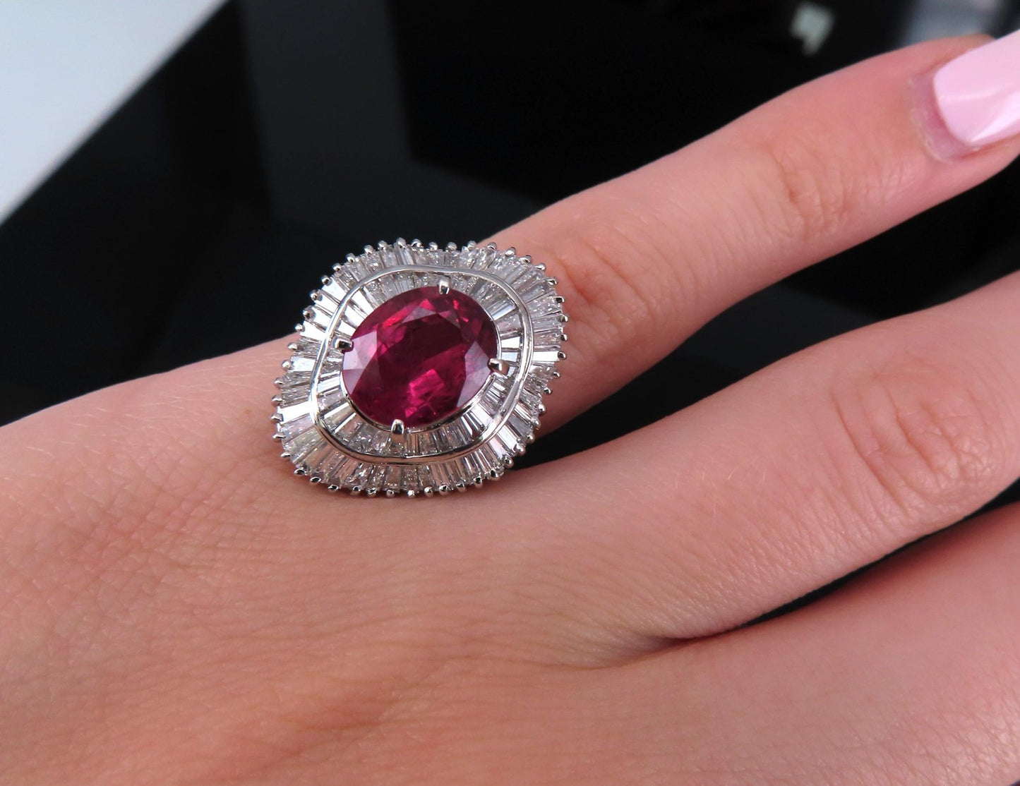3.04ct Oval Ruby & 1.64ct Diamond Ring — GIA Certified, Platinum