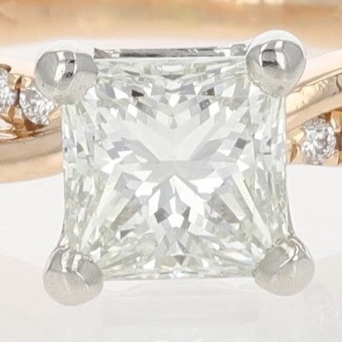 1.11ct Princess Diamond Solitaire with Accents Ring — GIA Certified, 14k Rose Gold