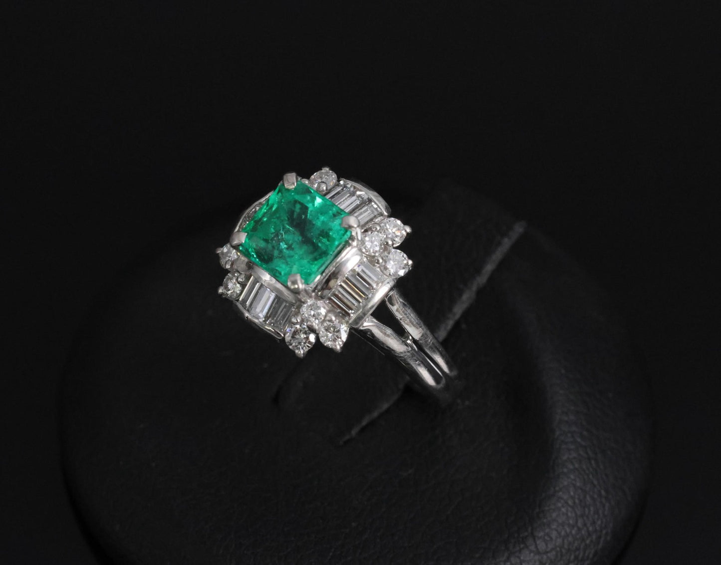 1.22ct Emerald Cut Colombian Emerald & 0.63ct Diamond Ring — GIA Certified, Platinum
